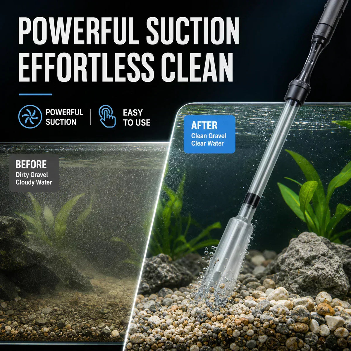 Electric Aquarium Gravel Cleaner Batterypowered, No Manual Pumping. Adjustable Tube Length Fits Small To Large Tanks. Clean Gravel & Change Water With Ease