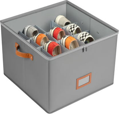 Fabric Shoe Organizer Storage Box Foldable Design, Large Capacity, Dustproof & Breathable, Space Saving For Closet & Bedroom