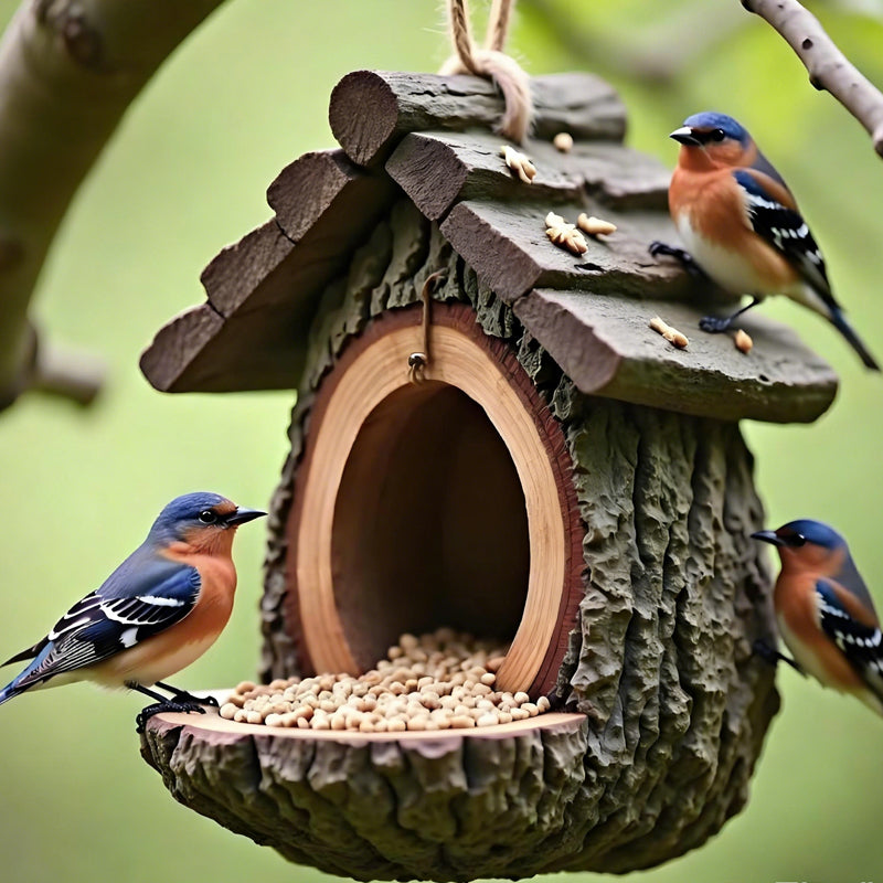 S Outdoor Bird Feeder With Realistic Tree Stump Design Garden Decor & Wildlife Sanctuary In One