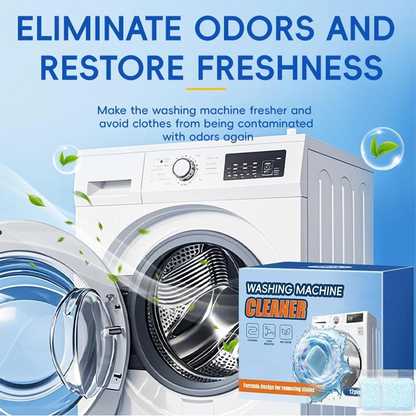 Active Oxygen Washing Machine Cleaner Tablets 12 Pack Eliminates Mouldy Smells & Dissolves Grime For All Washer Types