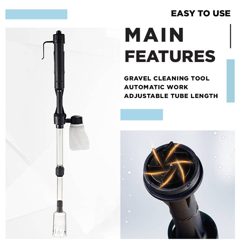 Electric Aquarium Gravel Cleaner Batterypowered, No Manual Pumping. Adjustable Tube Length Fits Small To Large Tanks. Clean Gravel & Change Water With Ease
