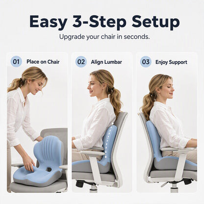 Only 19.99 Ergonomic Memory Foam Seat Cushion With Back Support Stay Comfortable All Day, Perfect For Office, Car & Home